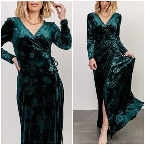 Baltic Born | Matthews Velvet Embossed Maxi Wrap Dress